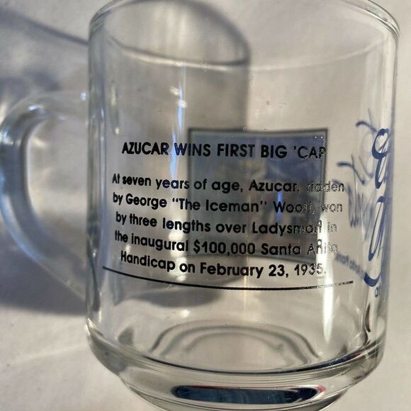 Great Moments at Santa Anita Race Coffee Cups set of 2 Clear with Decal - Picture 8 of 10